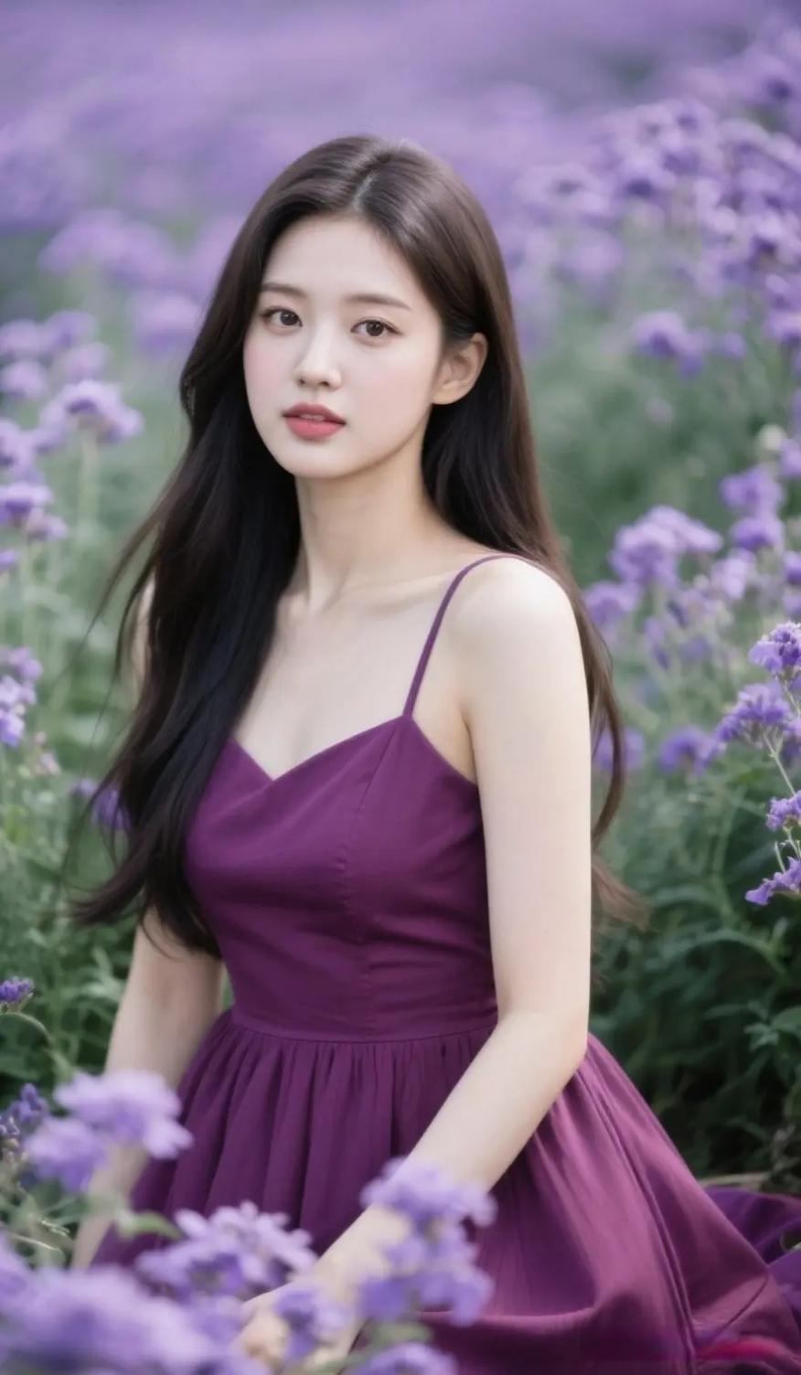 紫霞仙子漫步花海，梦幻唯美！