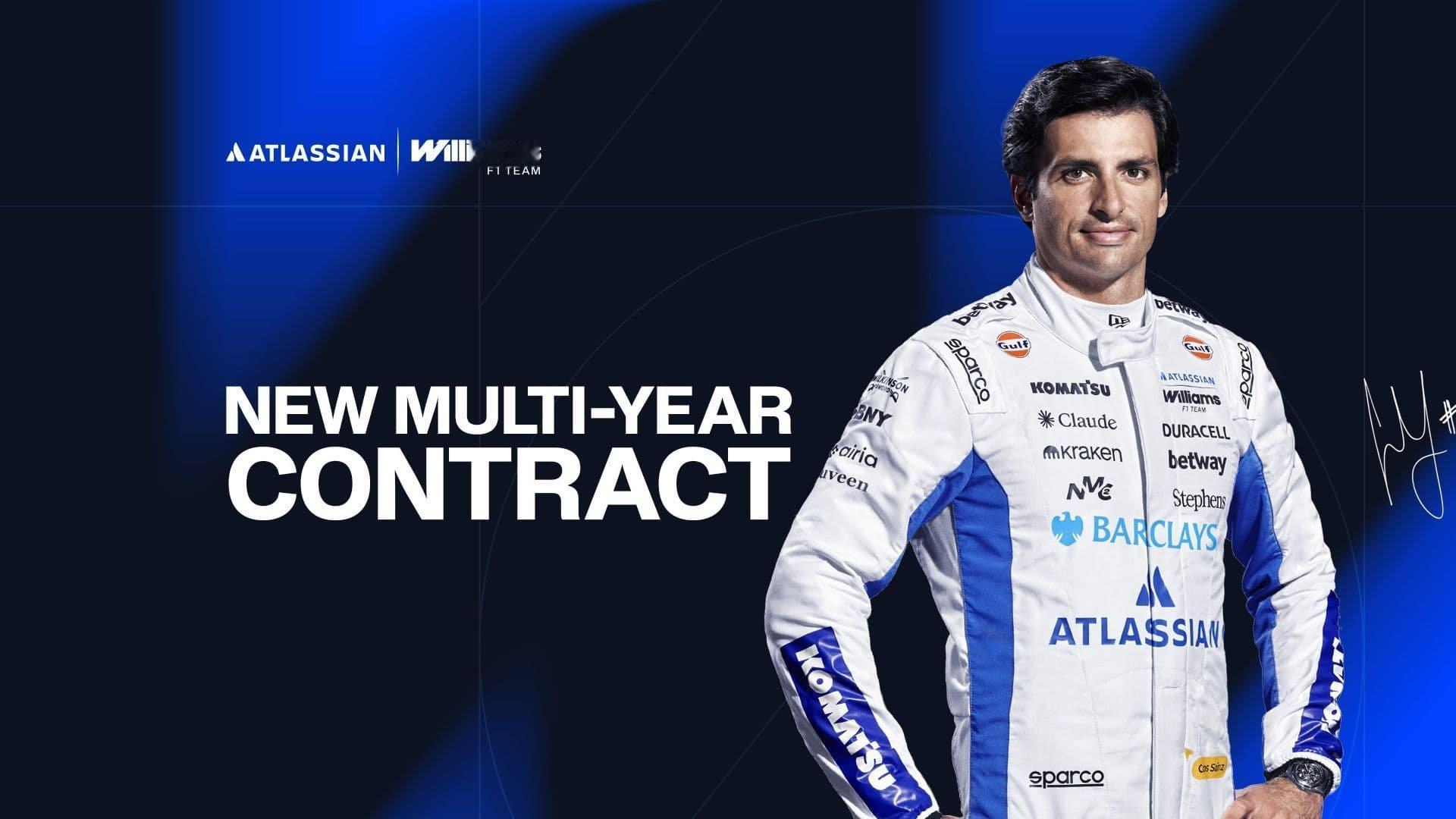 F1 威廉姆斯车队已正式确认。卡洛斯·塞恩斯已与威廉姆斯F1车队签署了一份新的多