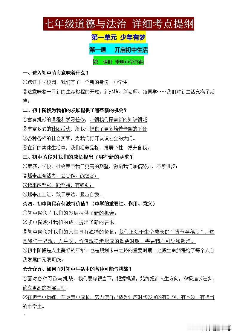 **七年级道德与法治考点梳理，考前必备！📖**
      班主任耗时 6 天