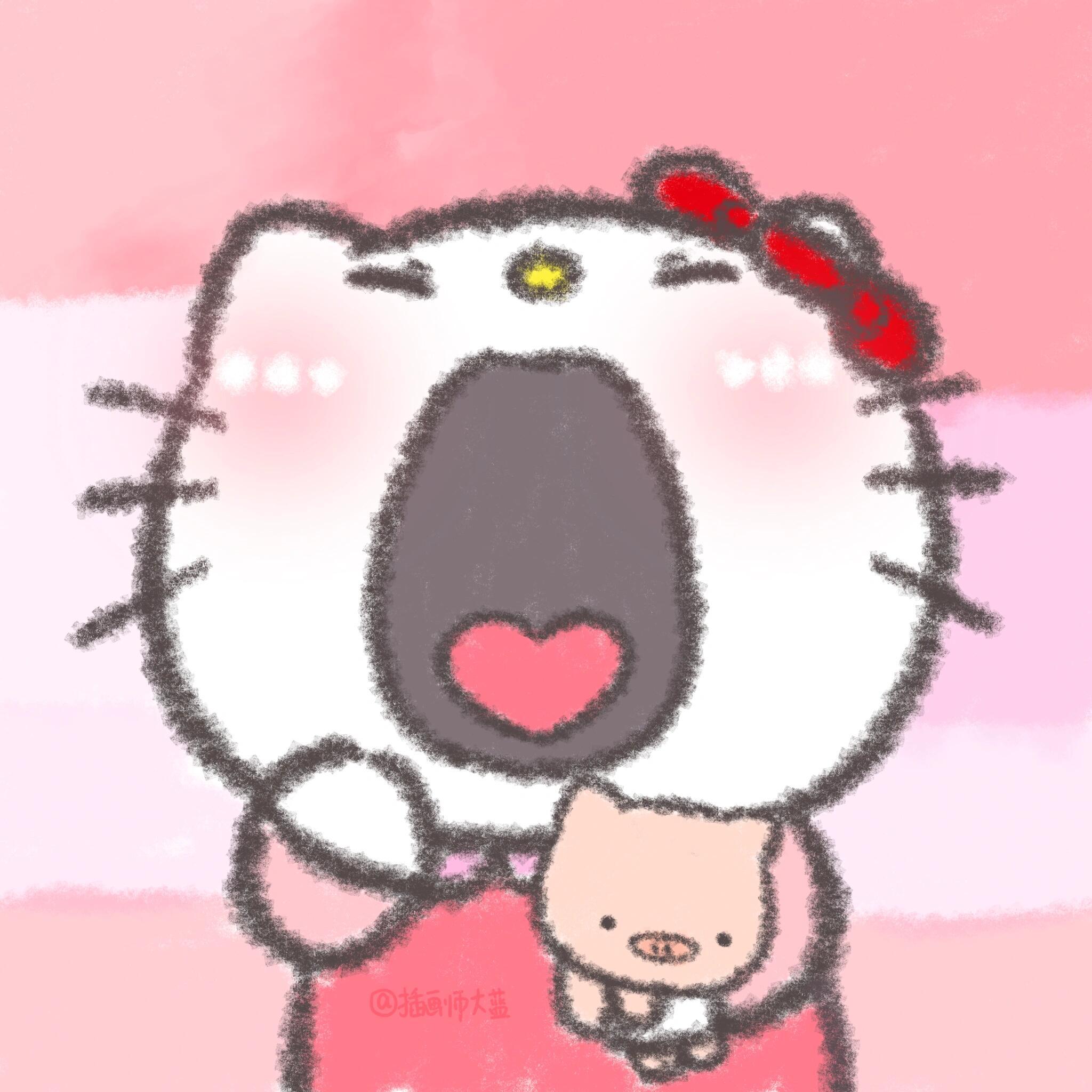 Hellokitty猪猪打哈欠情头||好困，该睡了😴❤#Hellokitty[