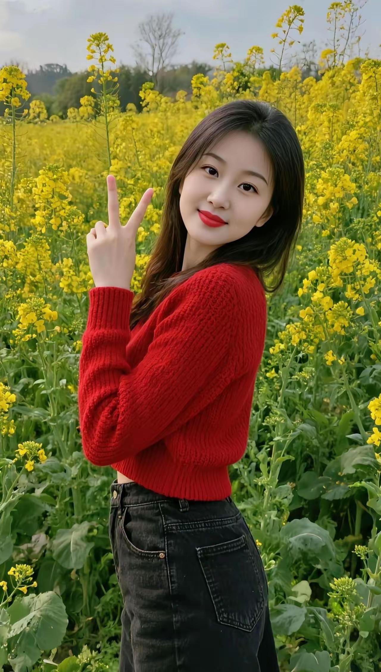 花海人影动，笑语春风中。美