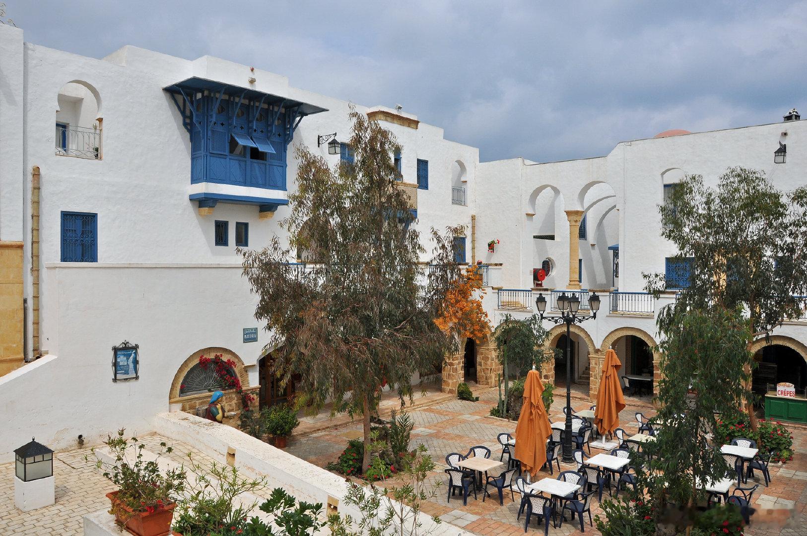 西洋历史文化鱼缸 突尼斯海滨著名旅游疗养城市哈马马特（Hammamet）新城的一