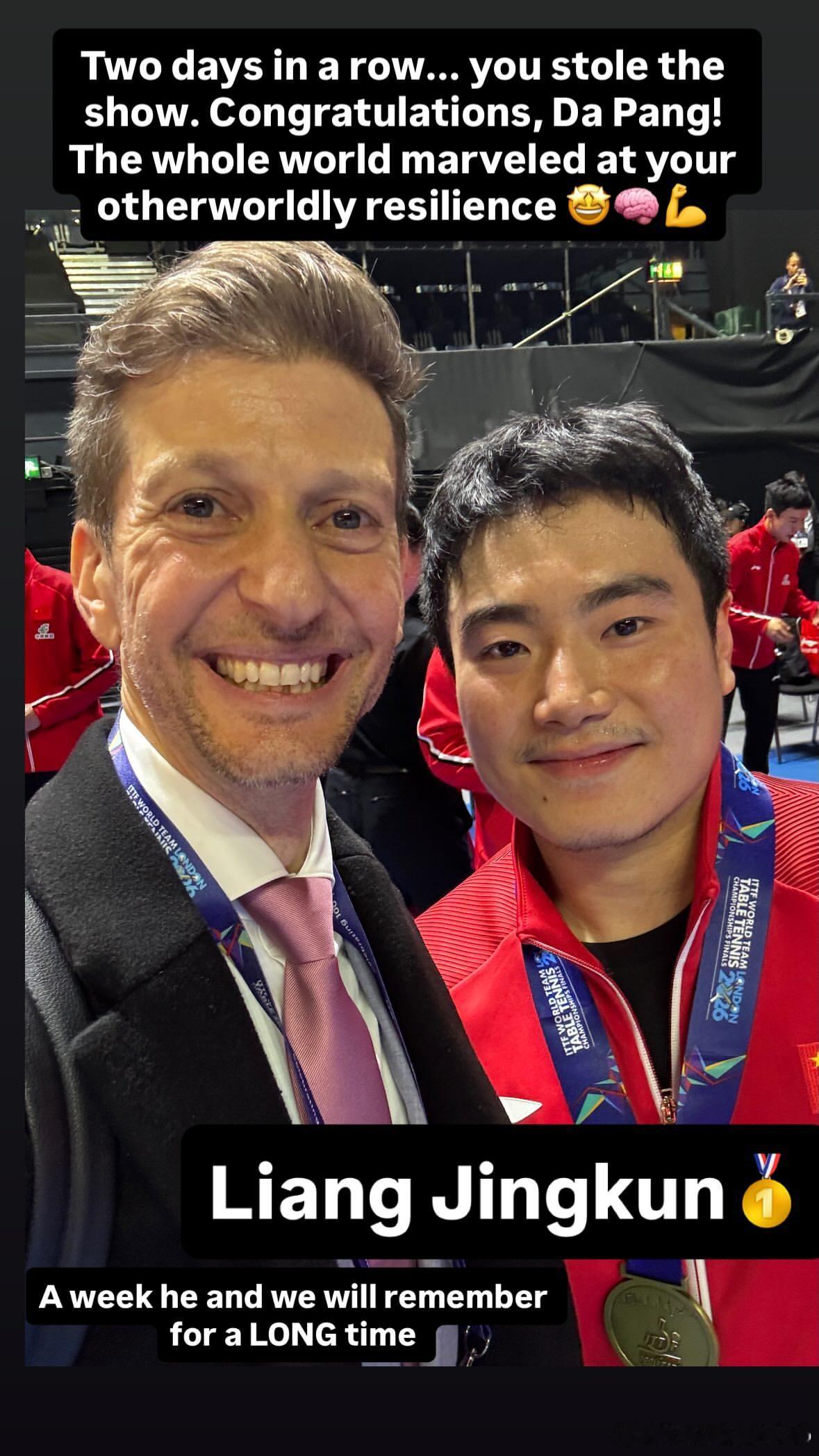 Adam：连续两天…你都成了全场焦点。恭喜你，大胖！全世界都为你超乎常人的坚韧所