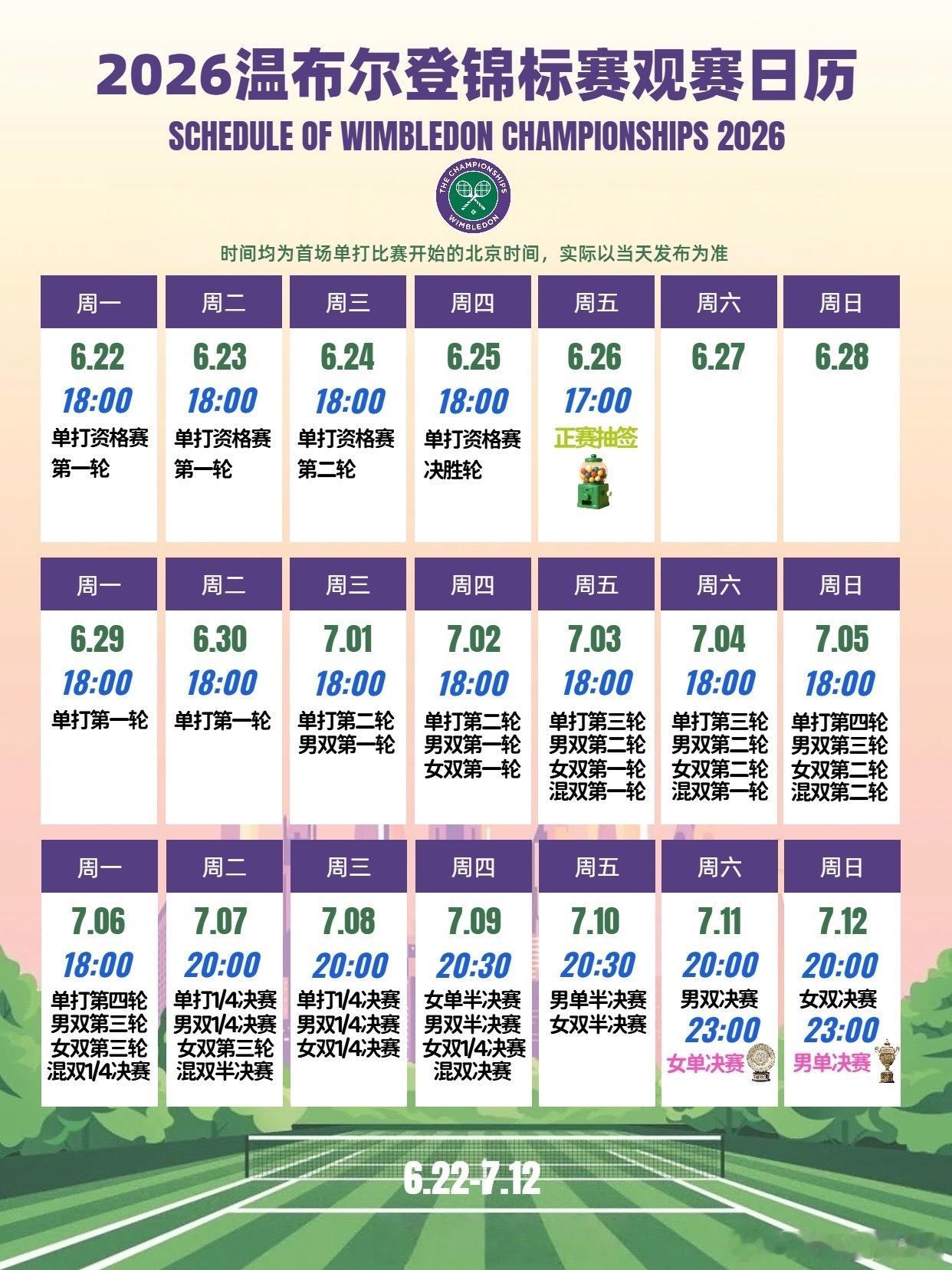温网 温布尔登网球锦标赛，简称“温网”，是一年中第三个进行的大满贯赛事，也是唯一