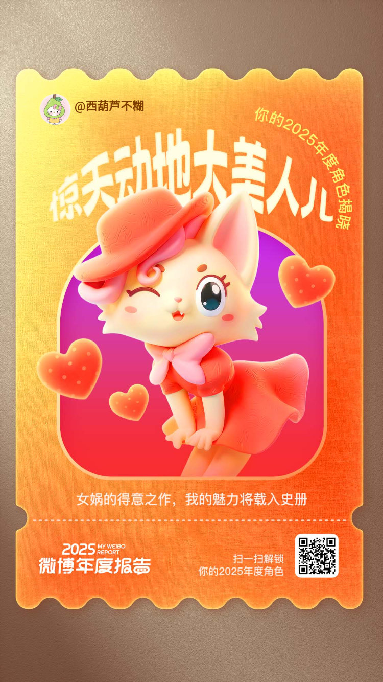 微博年度报告 哔！我的2025身份体验卡已激活——新角色【惊天动地大美人儿】加载
