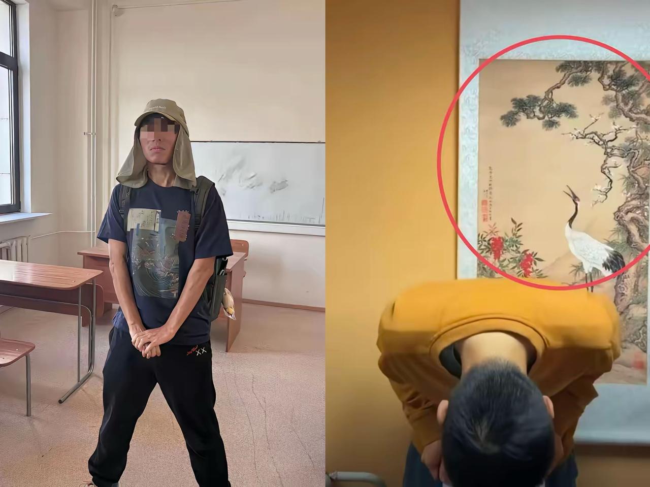 眼尖的网友发现陈宇昕道歉视频里这幅画，不是随便挂的装饰，而是清代画家沈铨的松鹤图