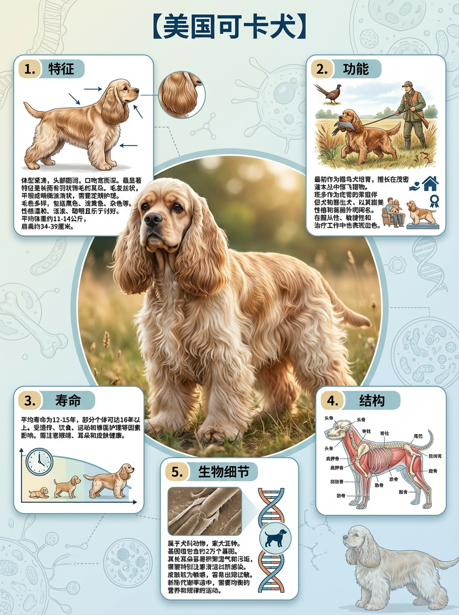 我AI的动物 今天必须给大家安利超萌的美国可卡犬！它那毛茸茸的身子，就像个会移动