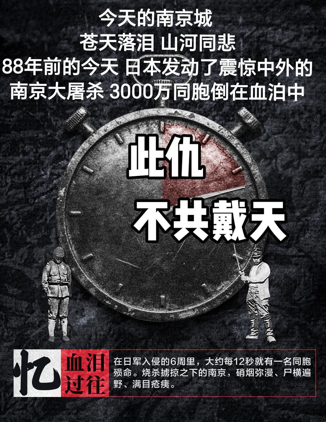 你记住今天这个日子了吗？
热点新闻事件 日本侵华史 南京大屠杀 沉痛哀悼