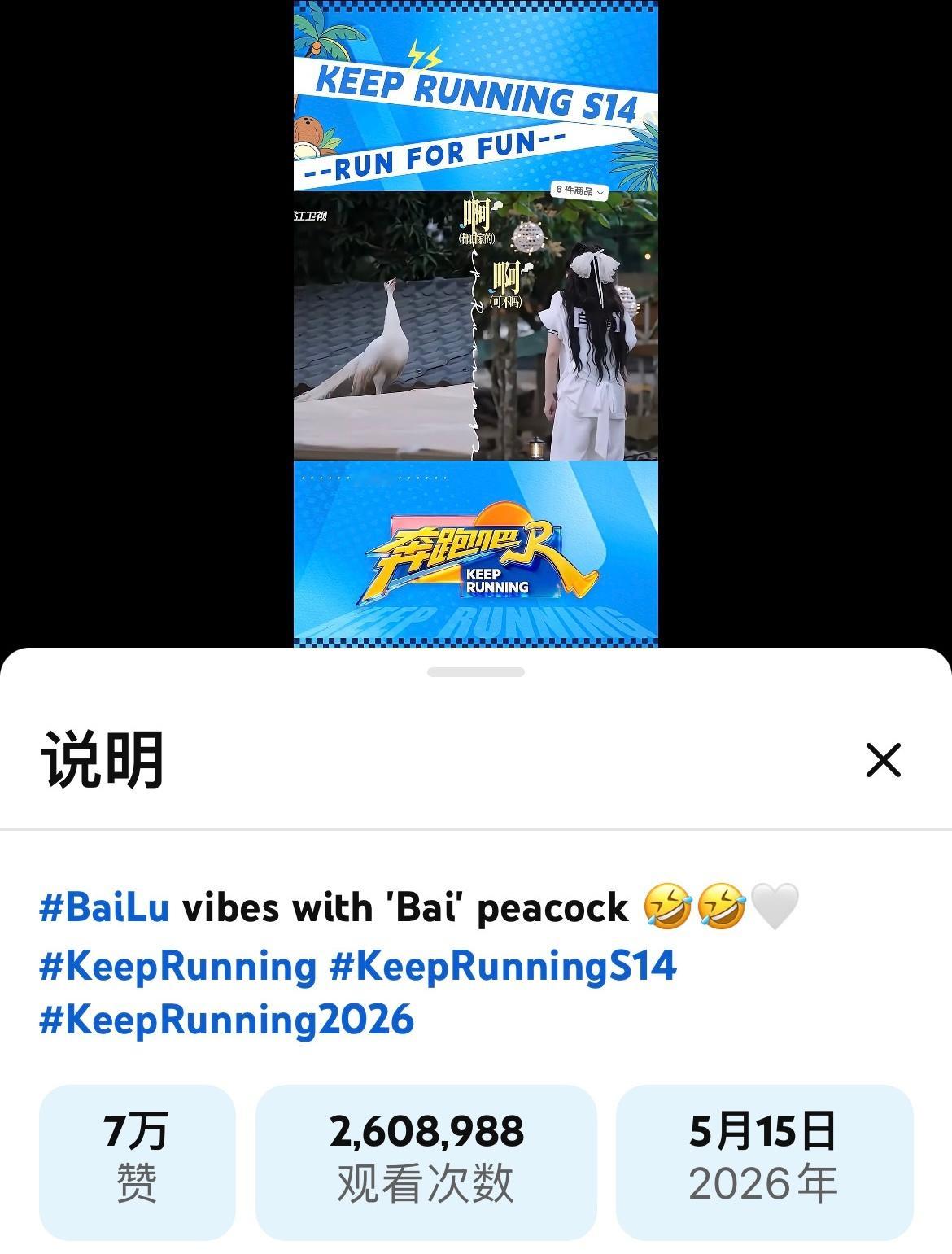 【YouTobe】搬运 白鹿相关Keep Running Shorts白鹿奔跑吧