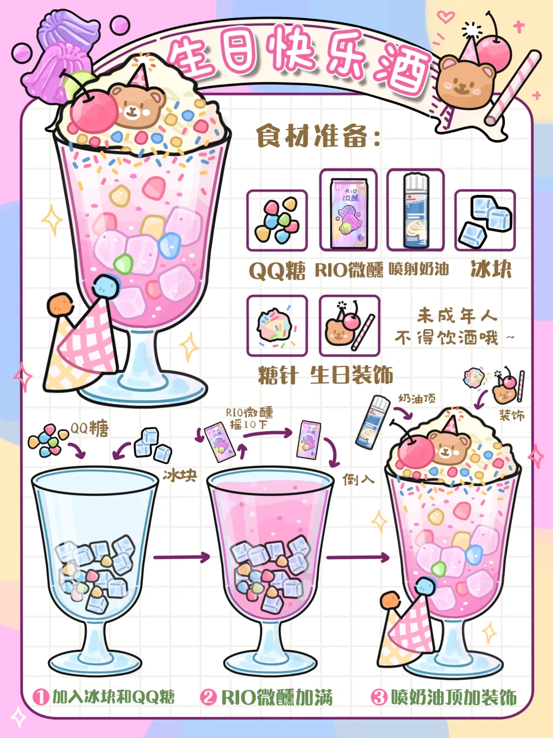 手绘食谱🍇｜香甜好喝🍹生日快乐🎂微醺一下