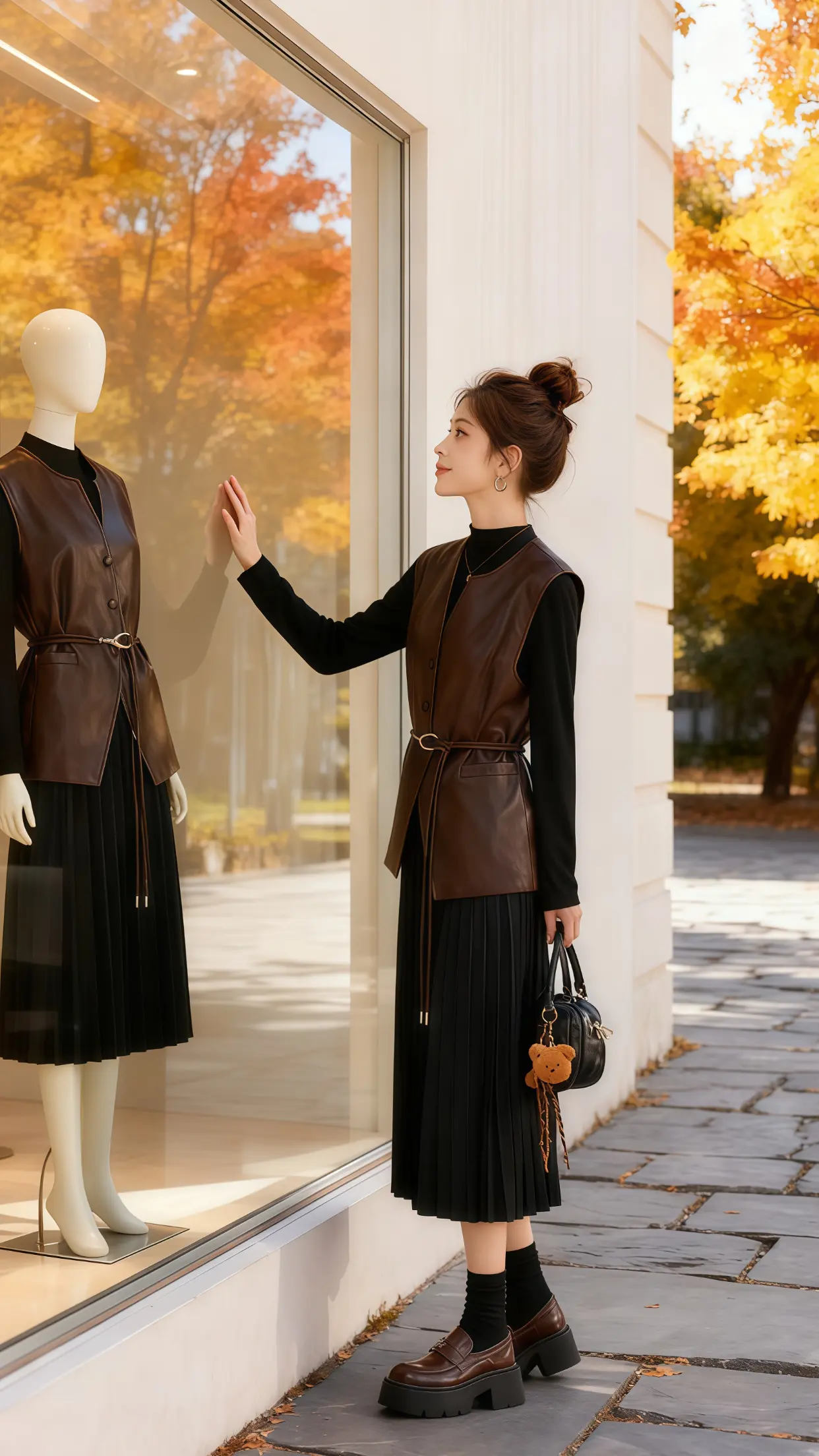 女装时尚穿搭 今天穿什么 连衣裙套装 早秋黑白灰穿搭测评 穿搭