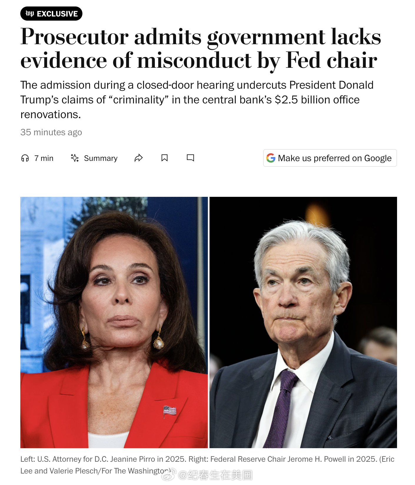 美国联邦检察官 Jeanine Pirro 的一名高级副手在本月的一场闭门听证会