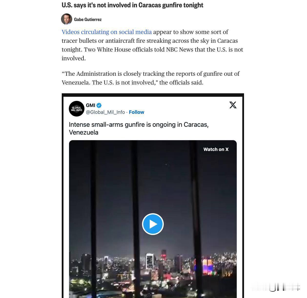 白宫官员否认美国与加拉加斯事件存在关联
 
美国政府否认本国与委内瑞拉首都加拉加