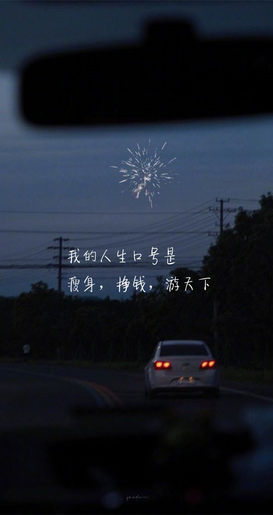 我的人生口号是：瘦身，挣钱，游天下。 