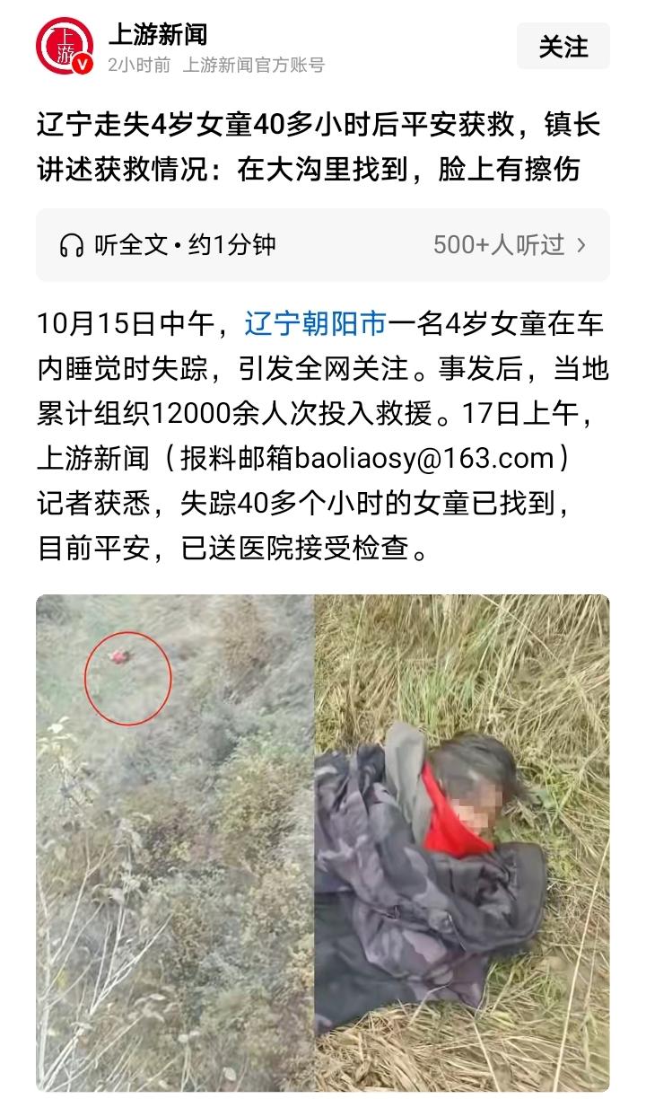 我们的外宣得跟上啊！
辽宁走失女童获救这事儿，
好歹也得去油管啊那些外网上面宣传