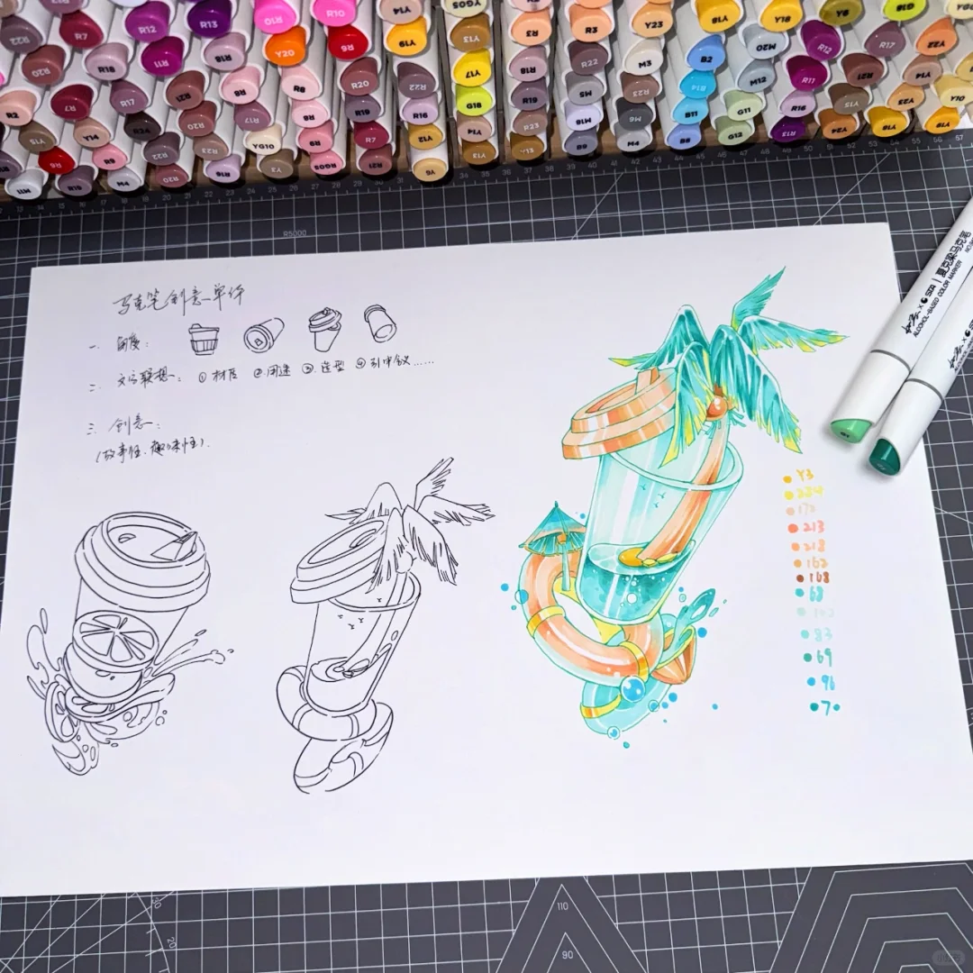 马克笔创意单体不会画❗️快看这里❗️