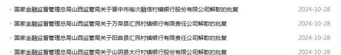 四家村镇银行，一夜之间说散就散，这波操作猛不猛？山西金融监管局一纸令下，山阴、阳
