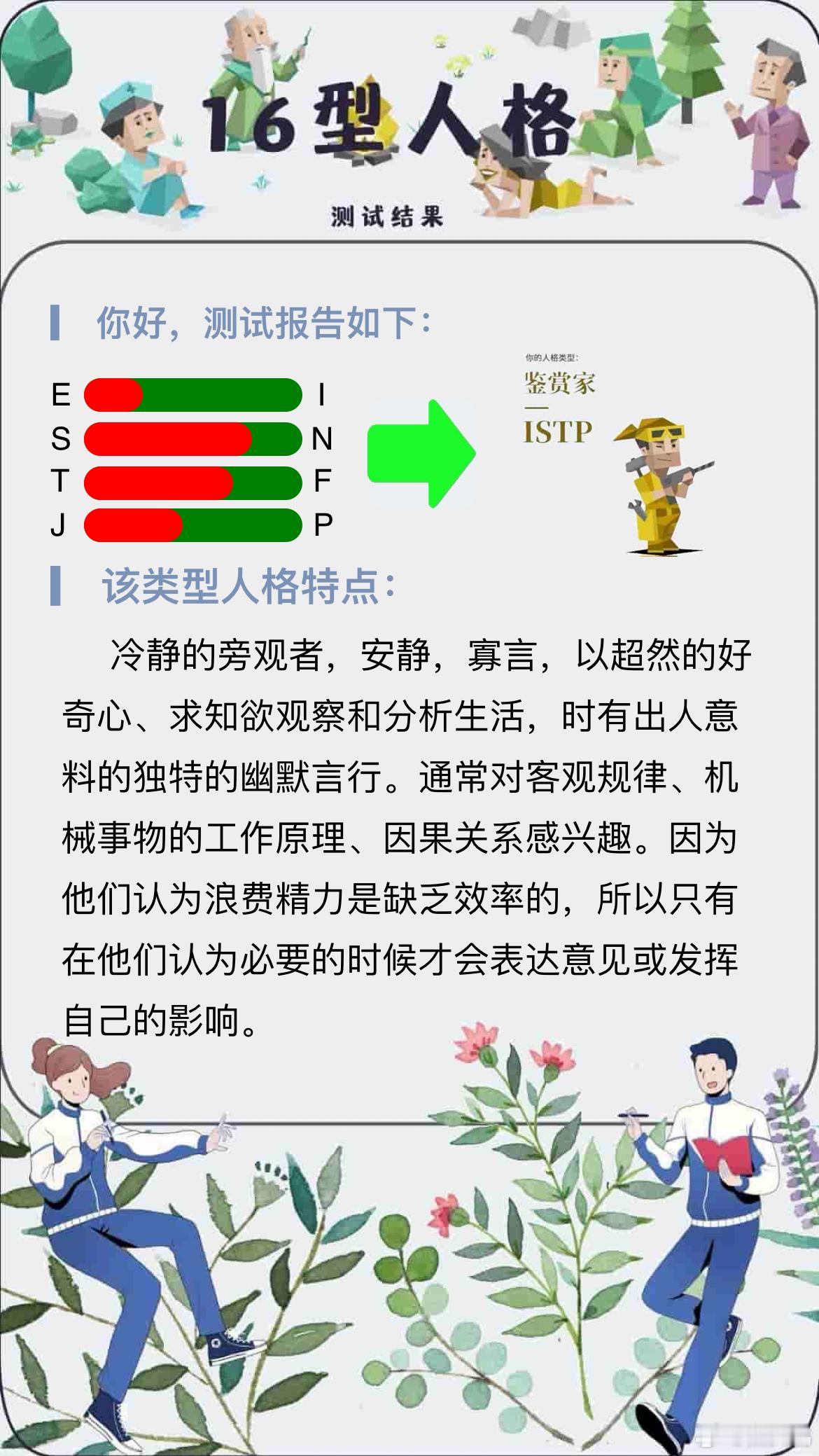 2年前我的性格是ISTP，年初找工作是ISTJ，现在不找工作了就变回ISTP了[