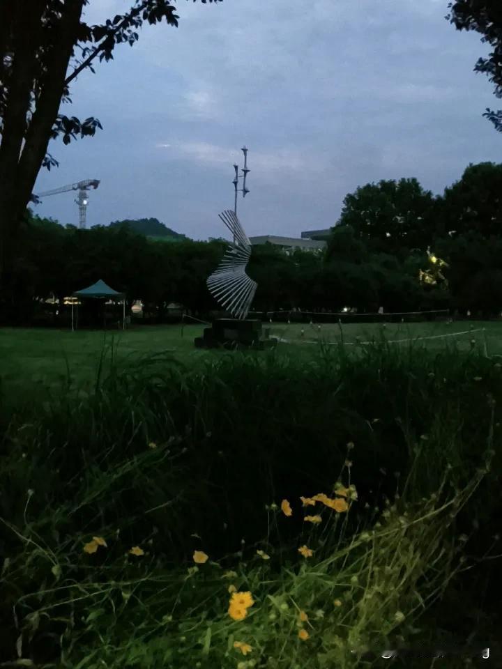 城市中的夜景傍晚的华中科技大学。