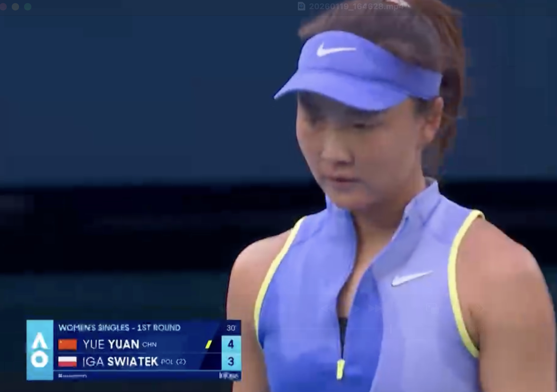 袁悦vs斯瓦泰克 袁悦再次破发斯瓦泰克，首盘4-3领先。 中国选手挑战澳网前二种
