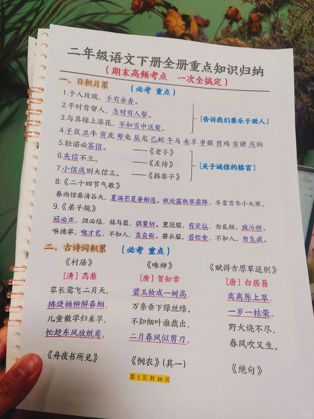 二下语文 |期末全册锺点总结！真好用啊✌
