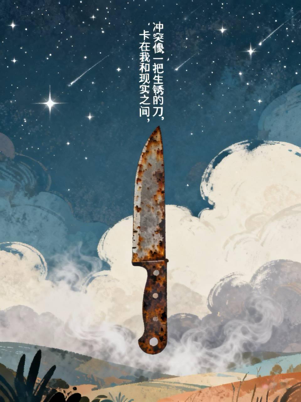 冲突，像一把生锈的刀，卡在我和现实之间。

昨晚我又梦见父亲了。他穿着那件洗得发