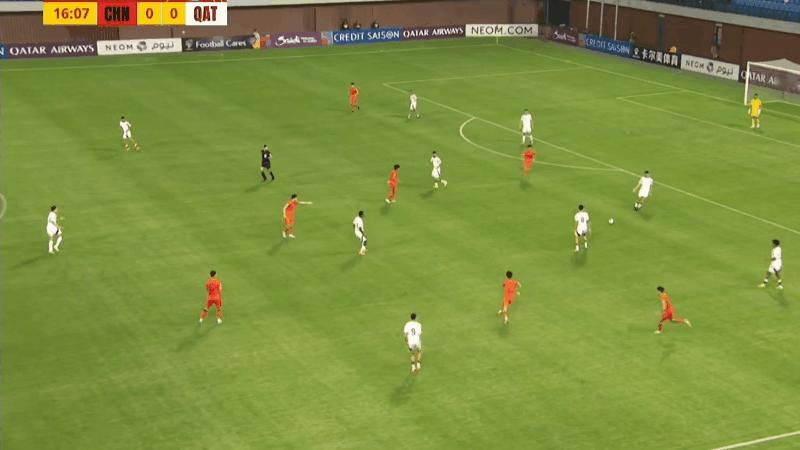 大连英博[超话]  u20亚洲杯  u20国足vs卡塔尔u20  比赛第17分钟