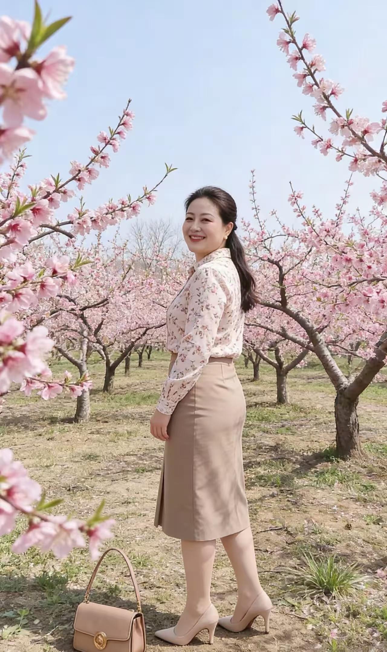 春咏
东风拂靥认春痕，
人面桃花两不真。
纵使流年添鬓雪，
浅涡犹胜万花深。