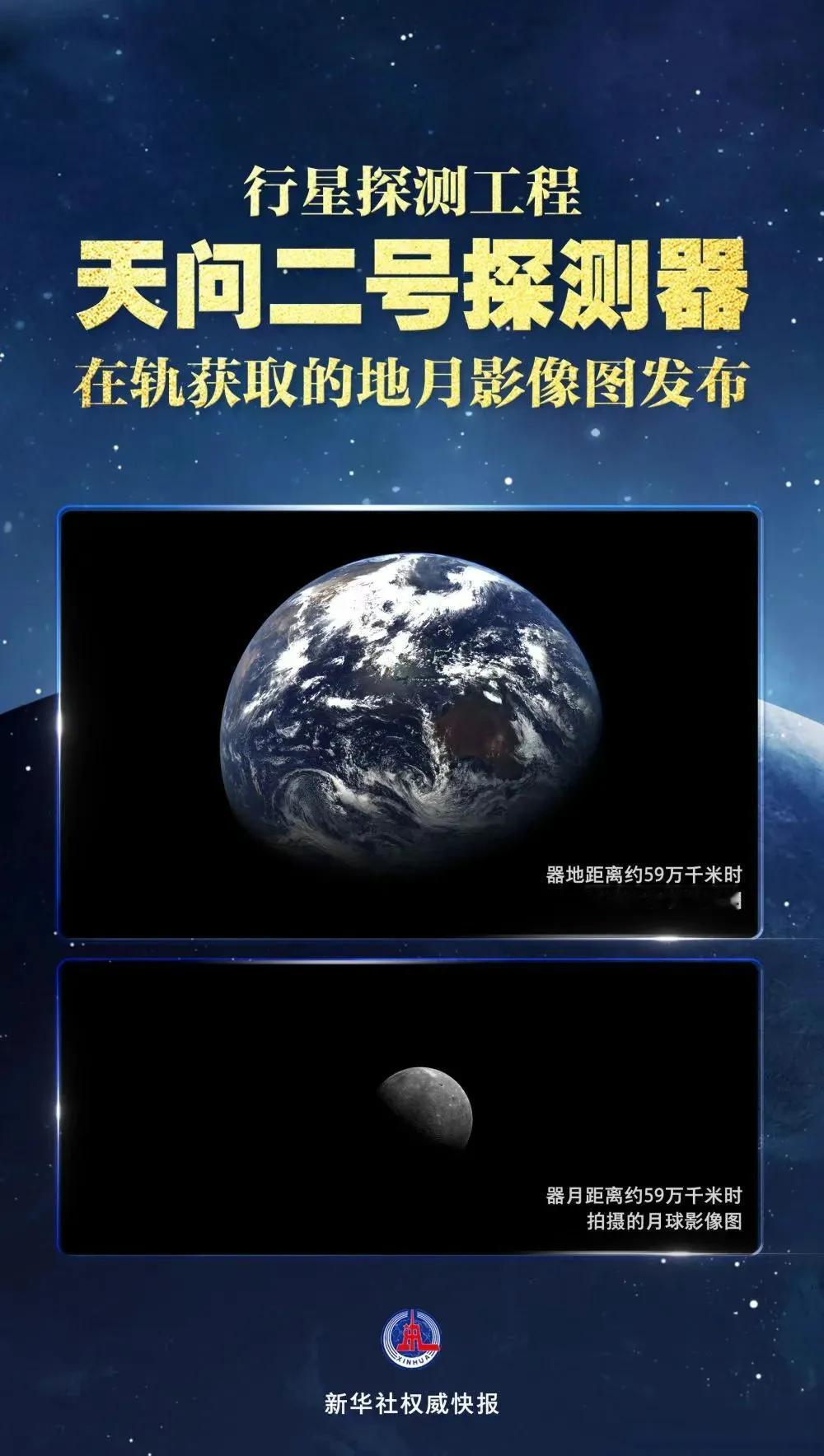 2025年7月1日，国家航天局正式发布‌天问二号探测器在轨获取的地月影像图‌，这