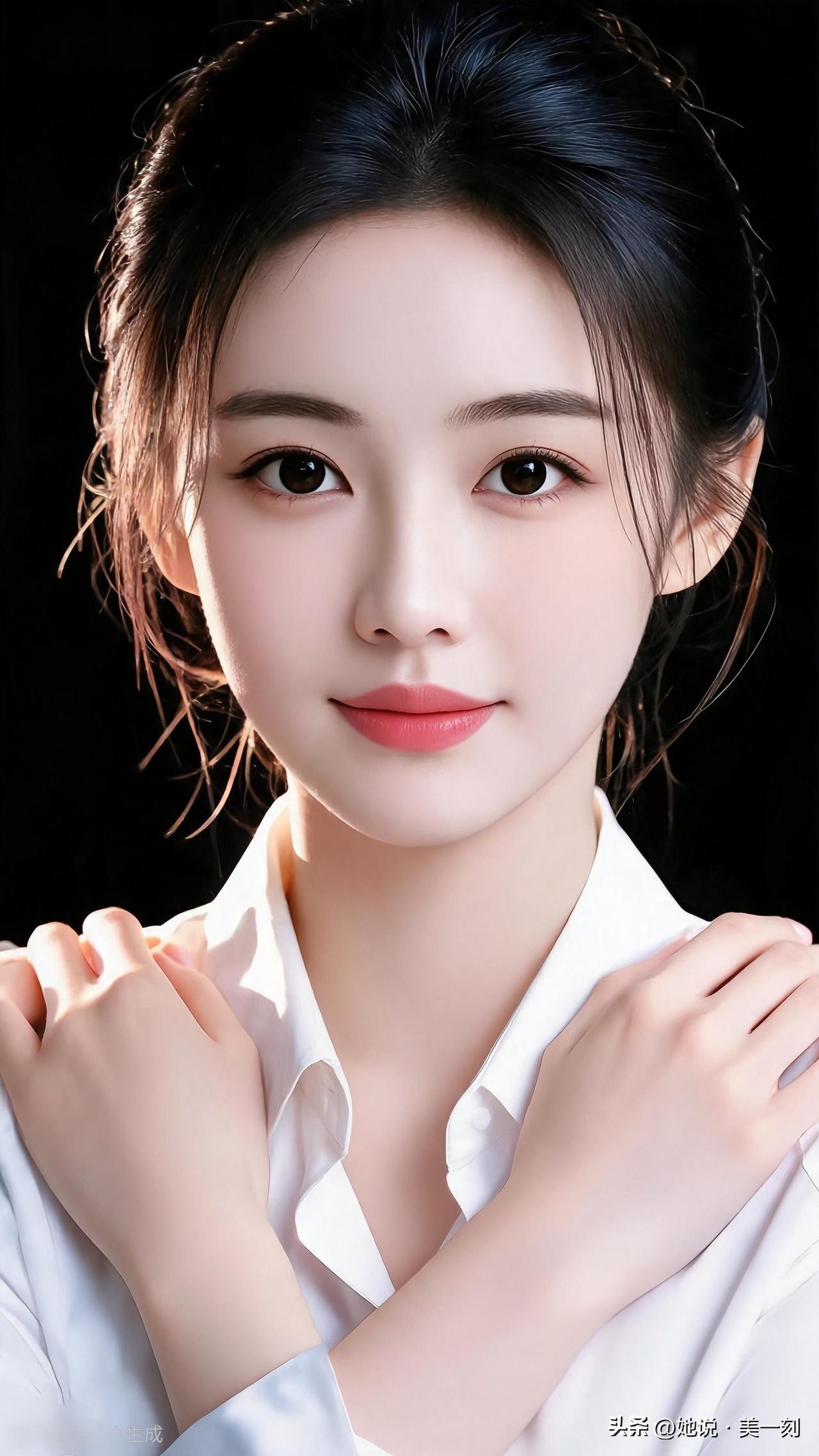 温柔甜美的少女，白衬衫的清新穿搭，让人心动不已！💕