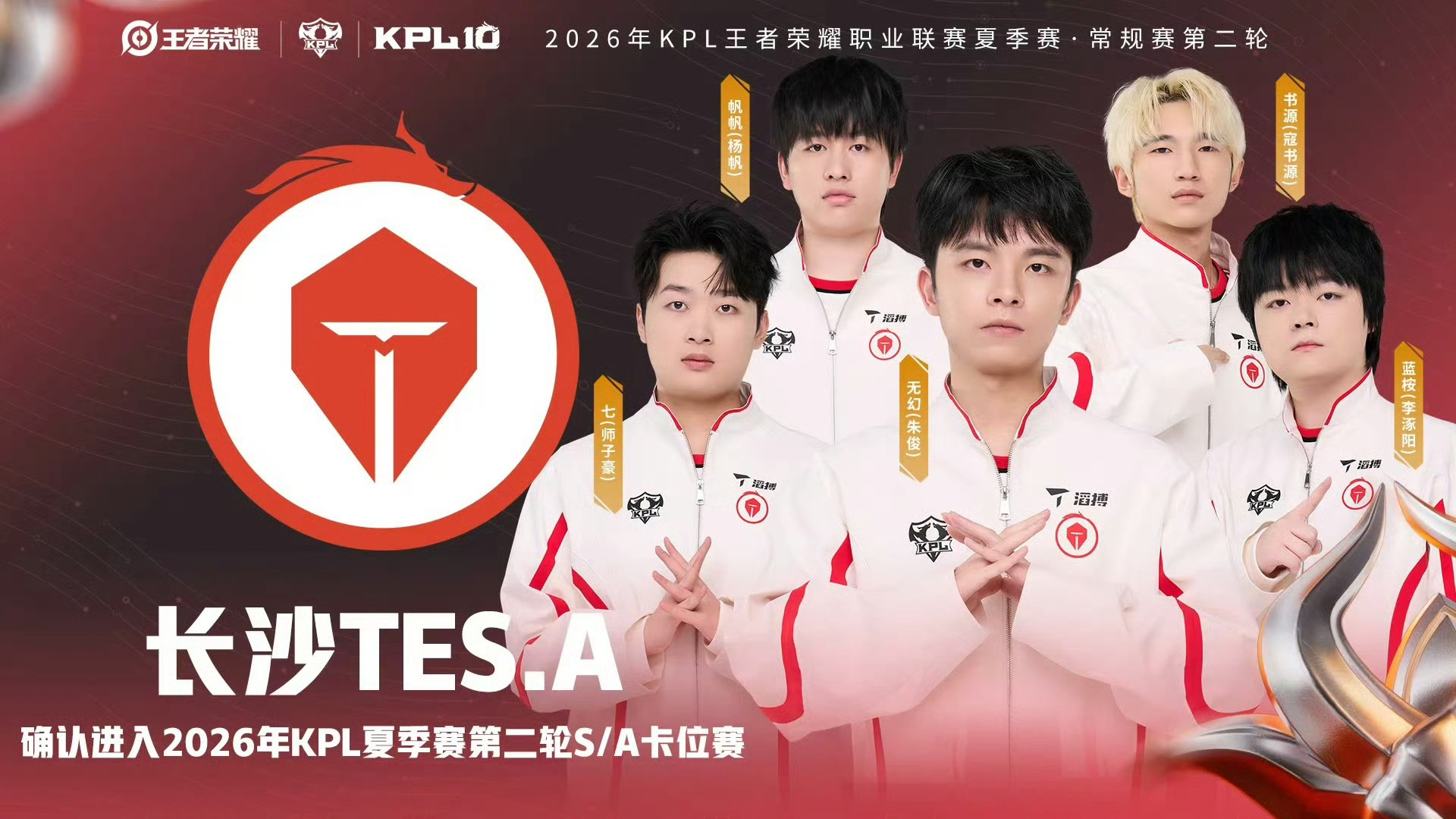 TES确认进入SA卡位赛滔搏电子竞技俱乐部确认进入2026KPL夏季赛S/A卡位