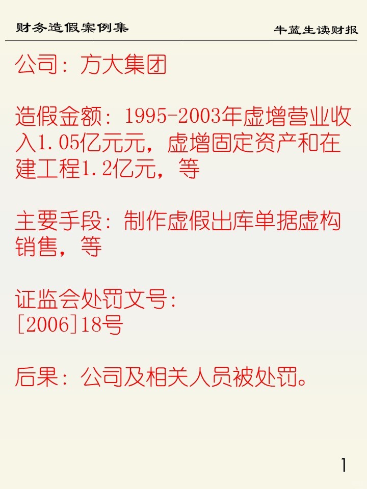 财务造假案例集 | 112 方大集团