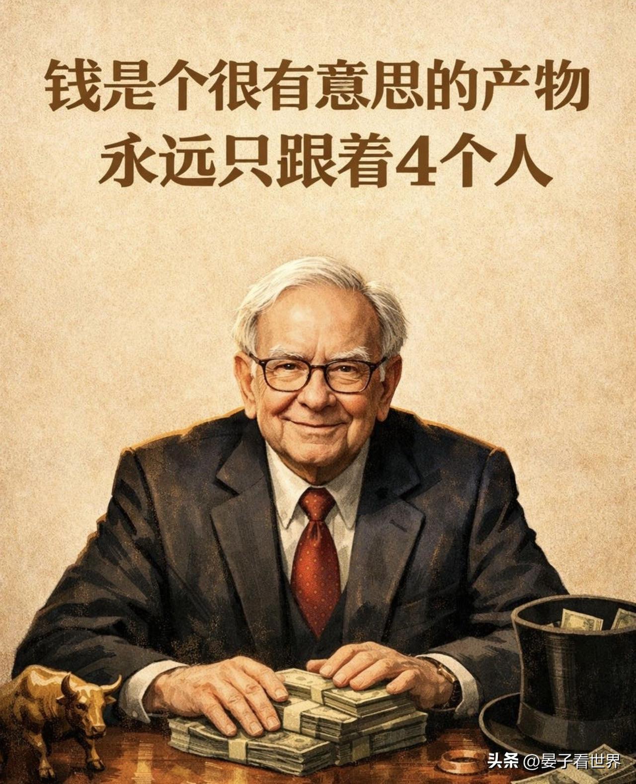 巴菲特说过，钱是个很有意思的产物，它不会乱飞，也不是人人都能抓住。它只会跟着四类