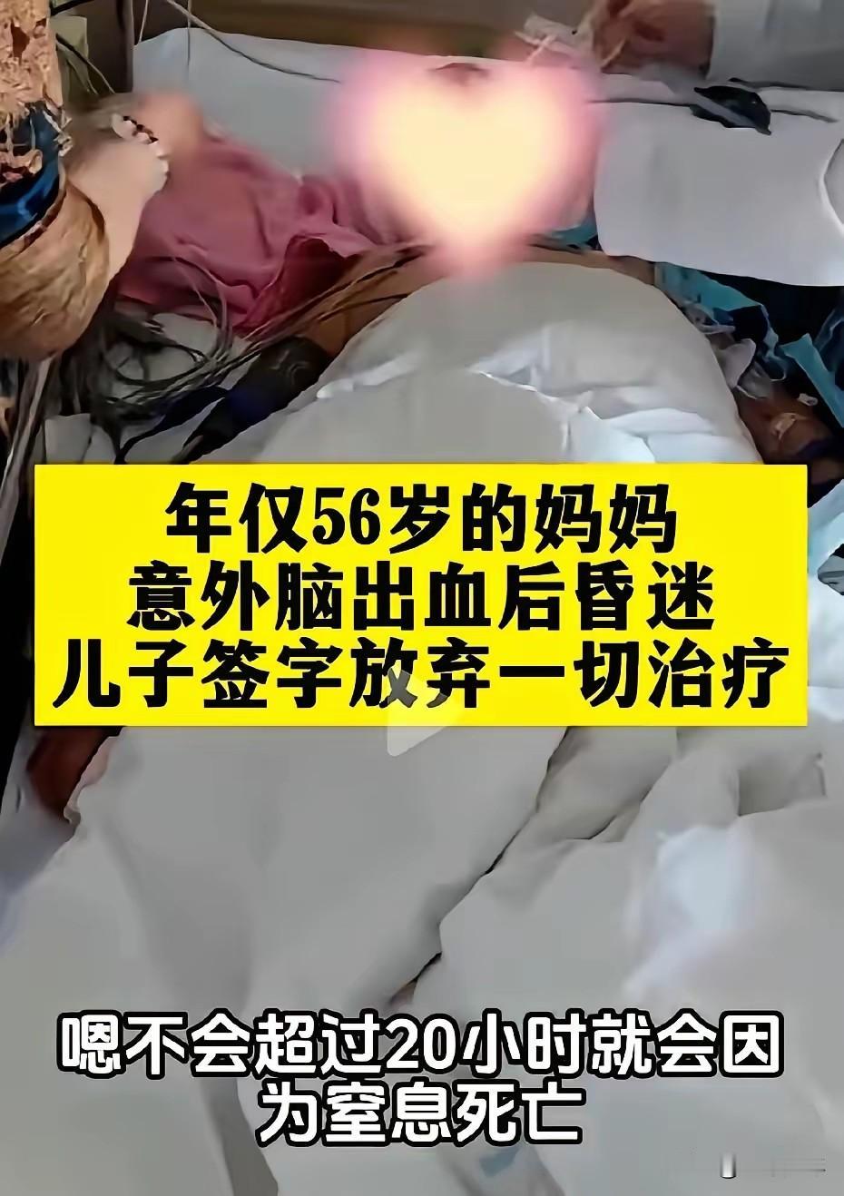 这个儿子做得对:放弃抢救脑出血后昏迷的母亲——

我理解他，支持他。

当然，如