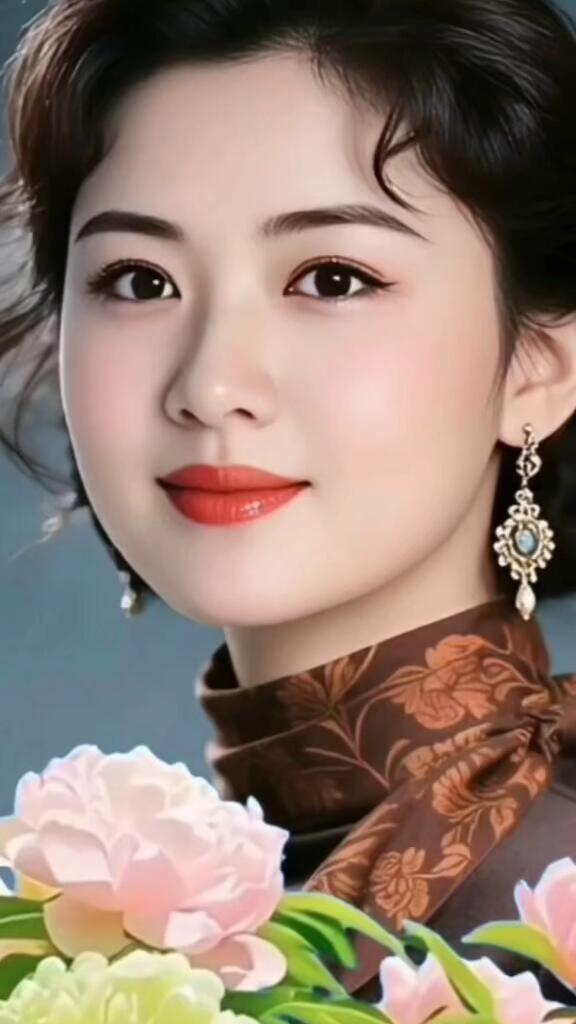 优雅气质，复古风韵，红唇与花艺的完美融合。