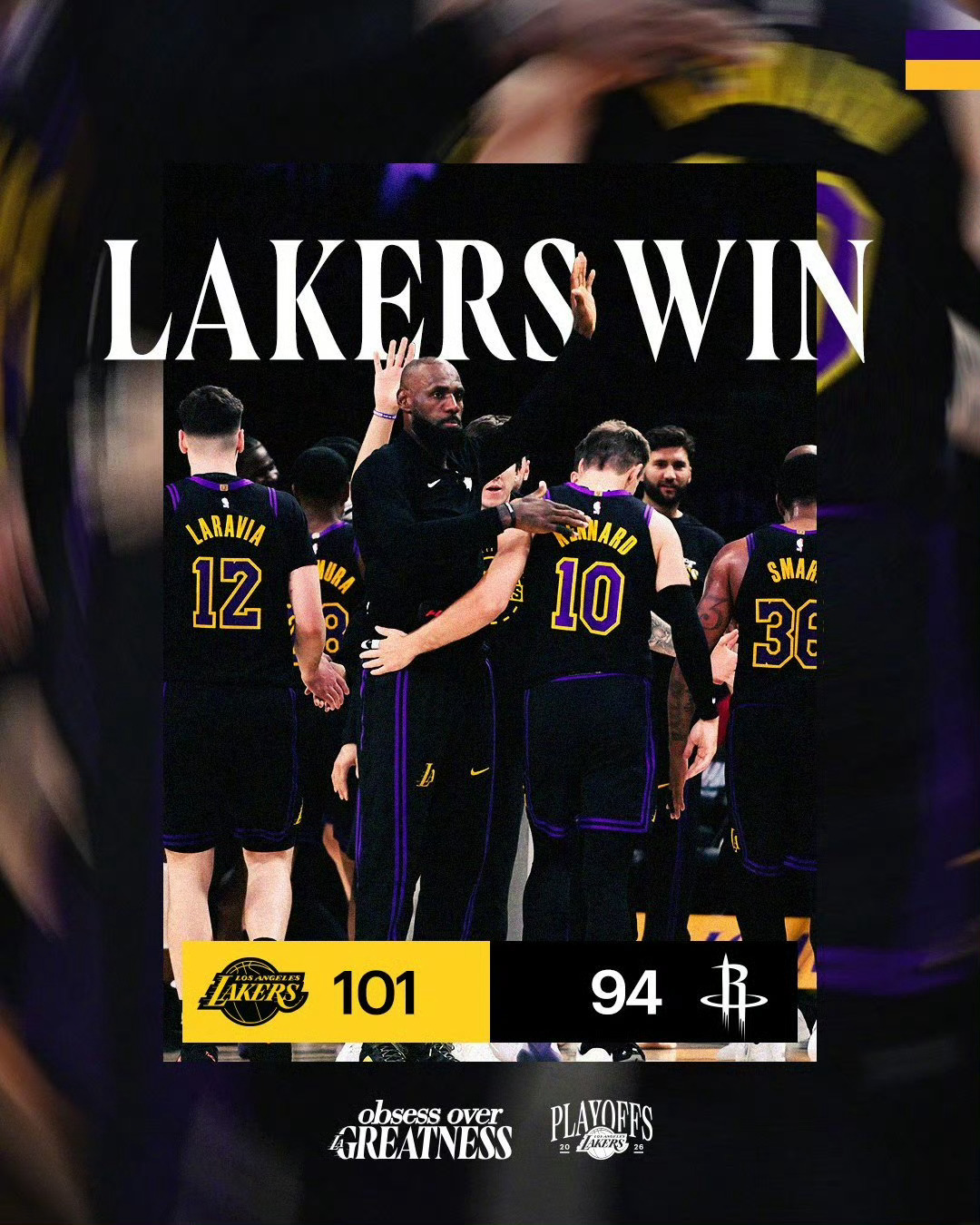 湖人继续在主场险胜火箭大比分2:0领先，避免了绅士横扫勒布朗28分 8篮板 7助