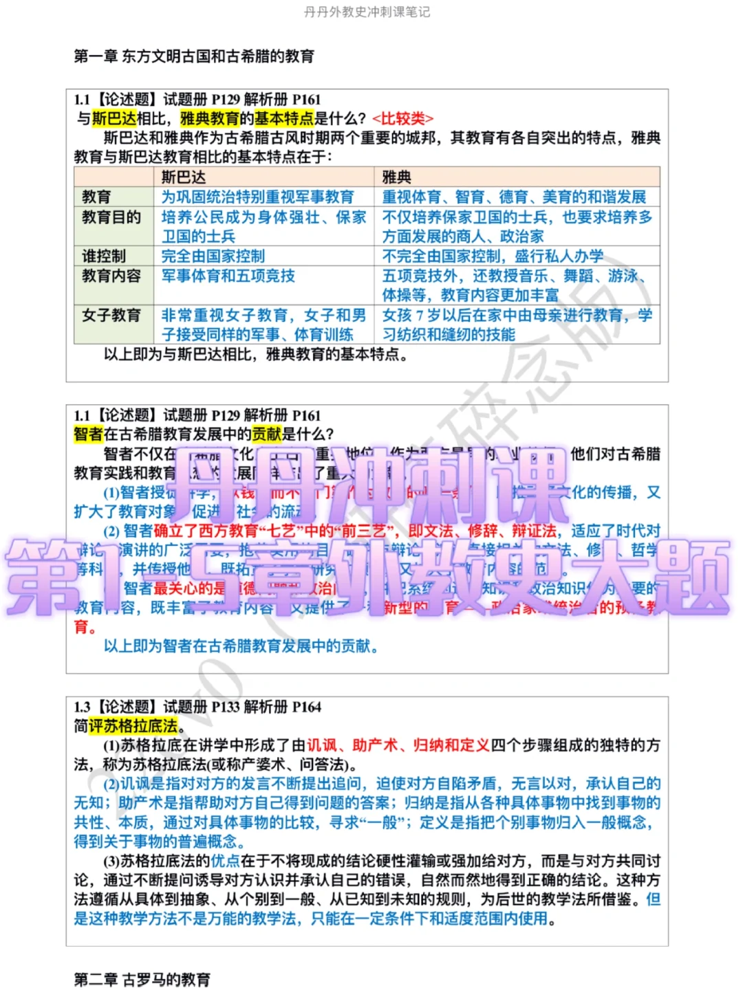 丹丹外教史前五章大题笔记出炉！