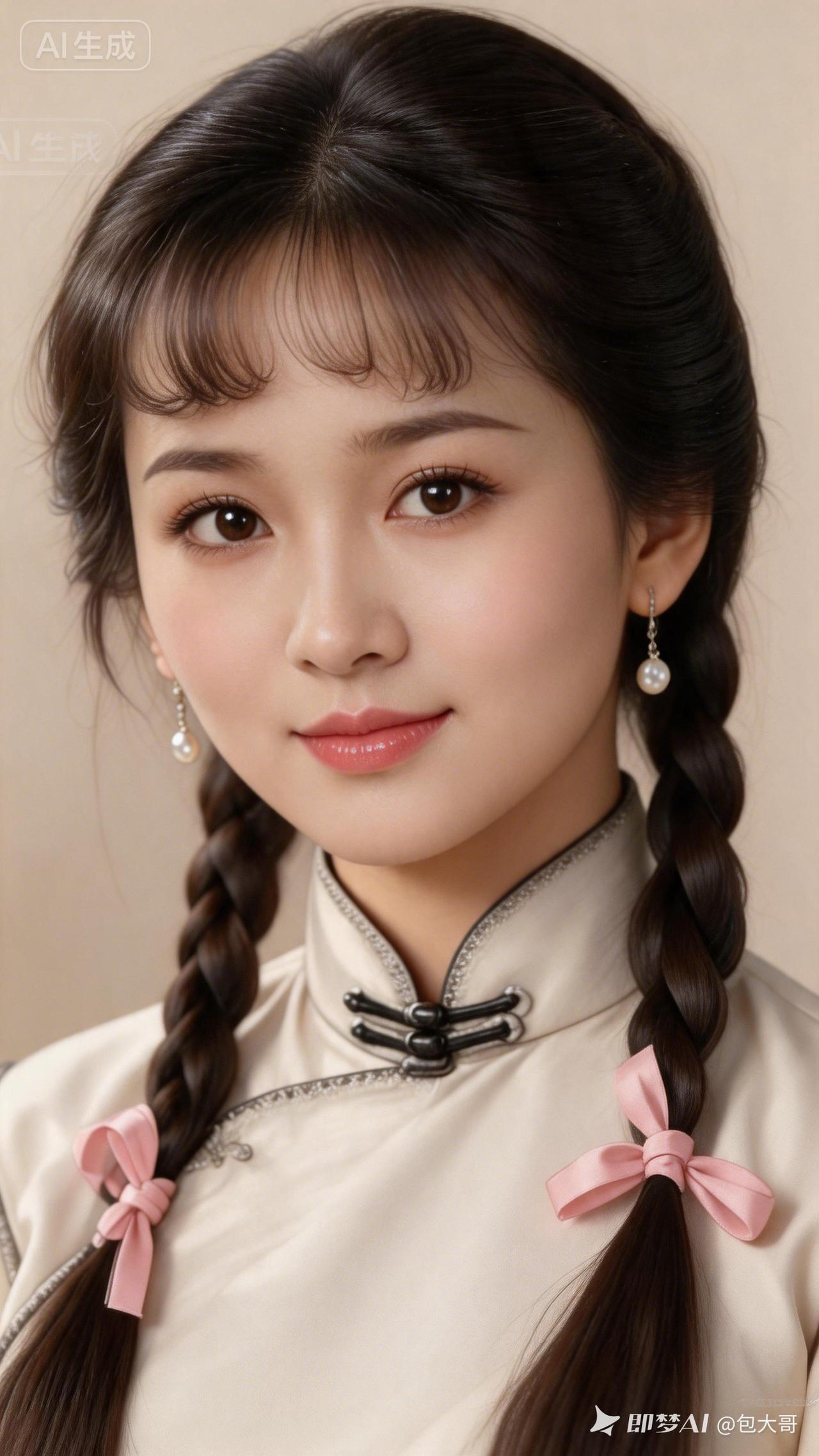 甜美少女风，复古旗袍编发，优雅动人！