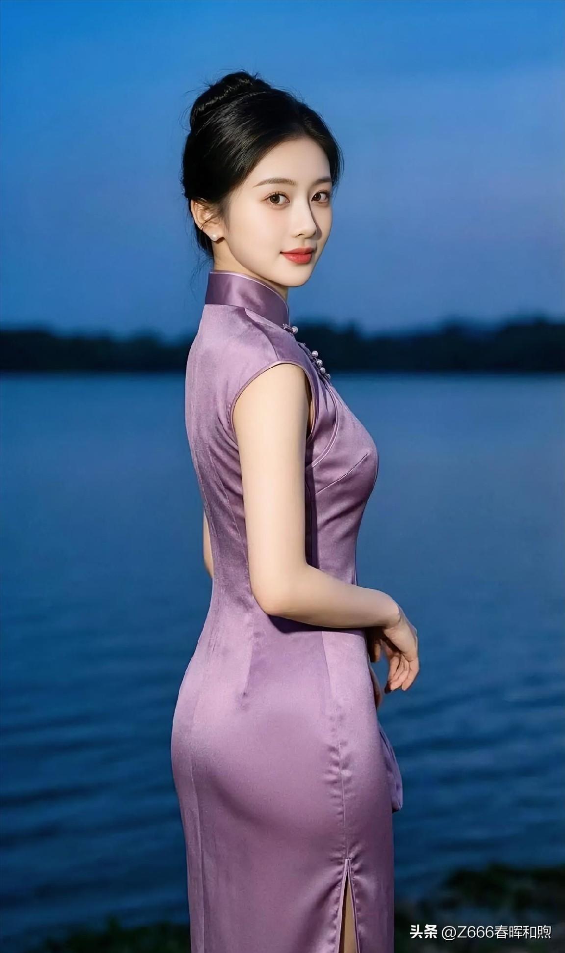 【现代散文诗 · 暮色旗袍】

紫缎旗袍敛春光，侧影依依水一方。

暮色如纱轻覆