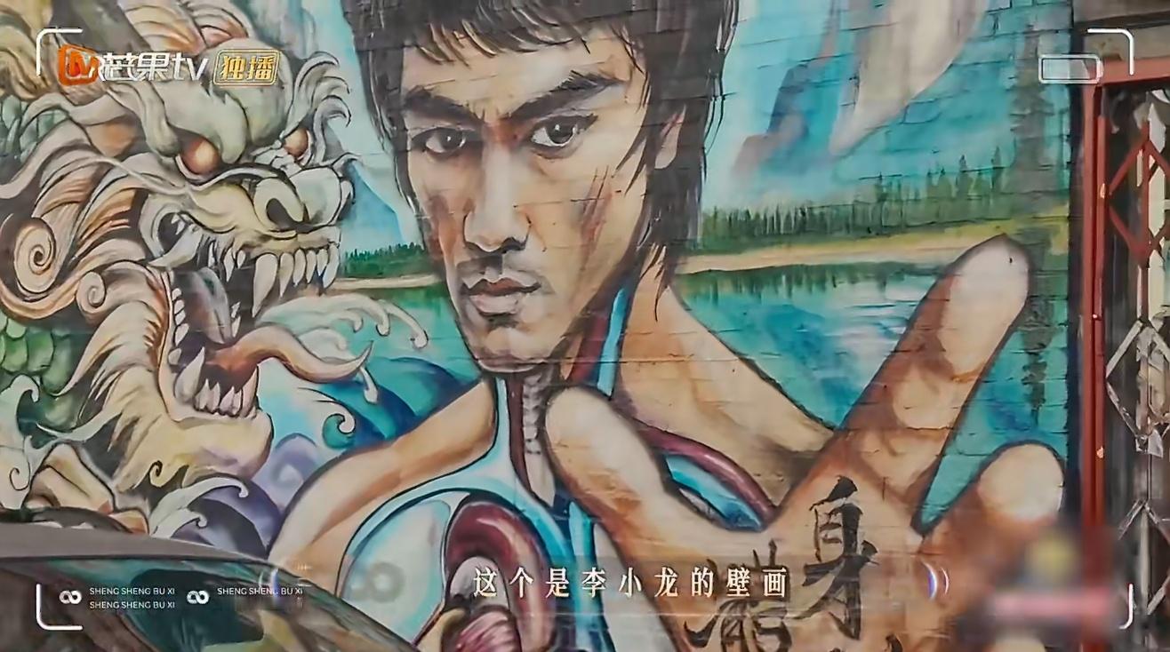 袁娅维在美国唐人街偶遇周深 这是美国唐人街，这里有一副李小龙的壁画。李小龙不仅是