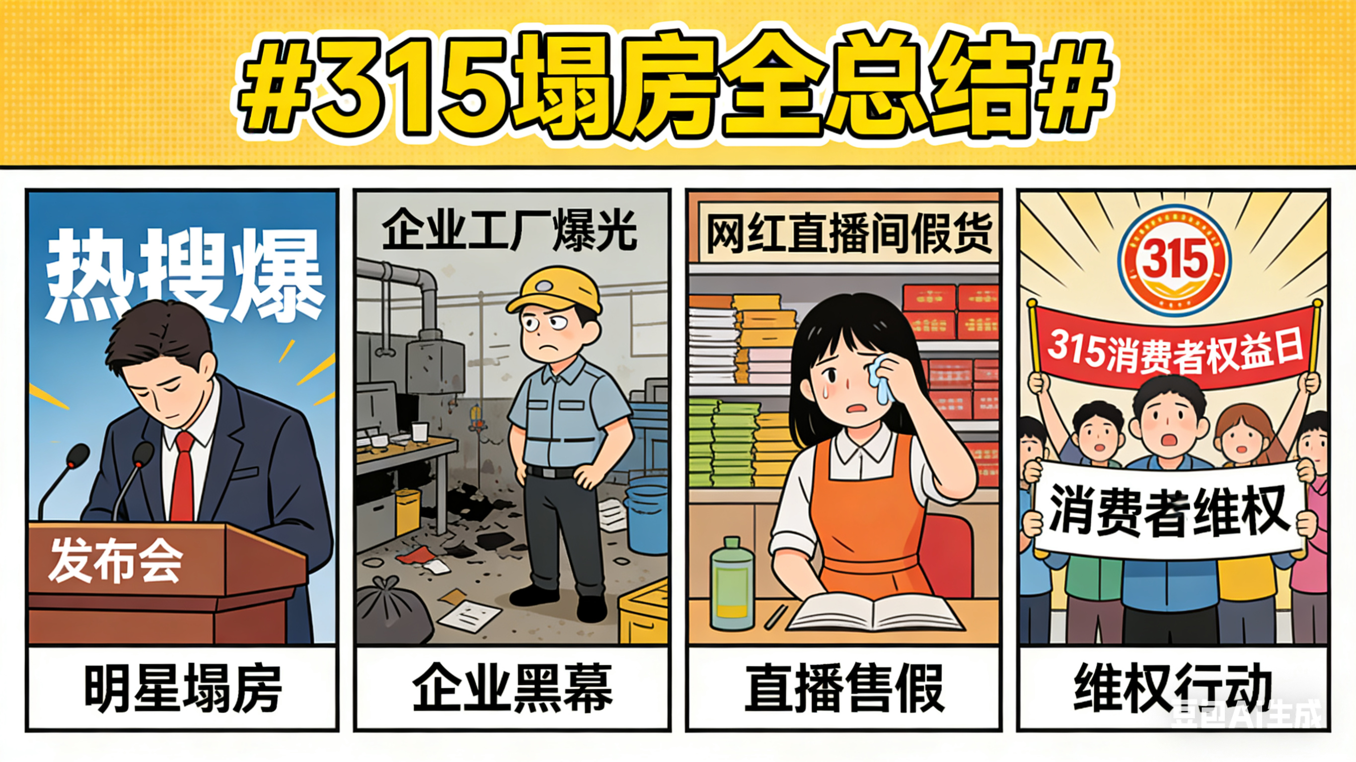 315塌房全总结  食品安全问题真是任重而道远啊，希望不要只是315这个日子才爆