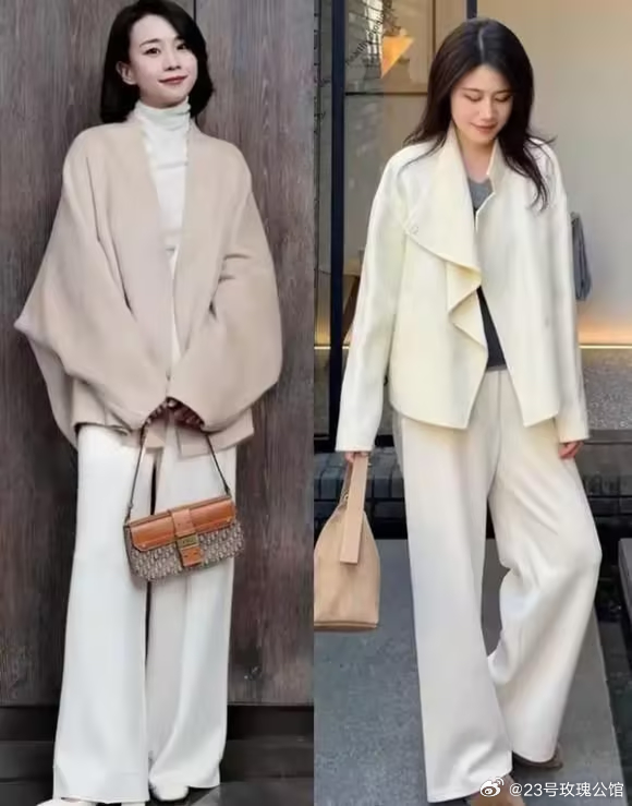 “长大衣”已经不兴了！现在流行“短大衣+阔腿裤”，这样穿时髦 