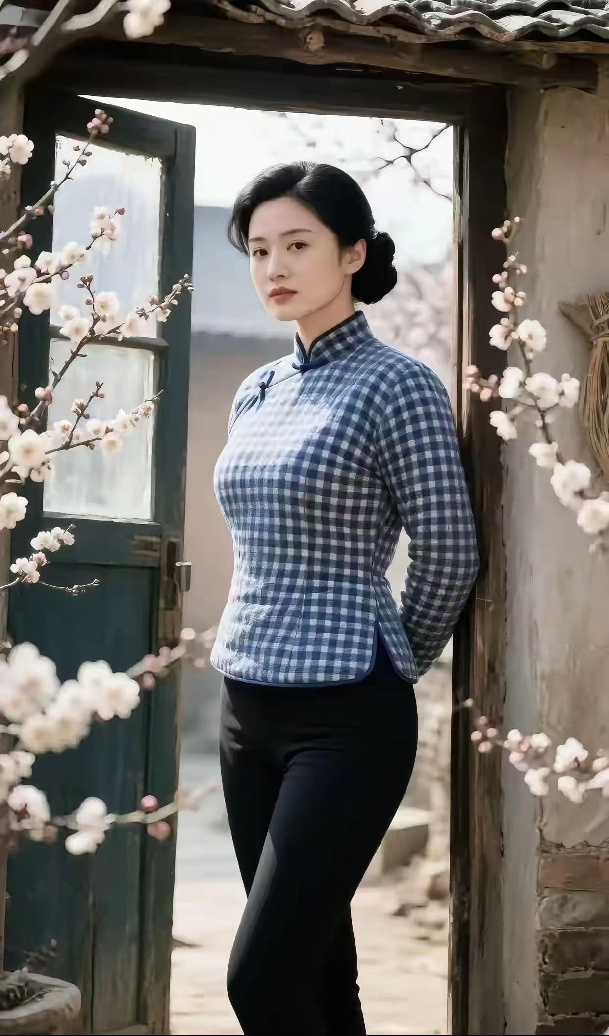 定风波·柴门梅影
半启柴门暗香侵，
梅横疏影浅春深。
老干虬枝凝冷艳，
轻缀，