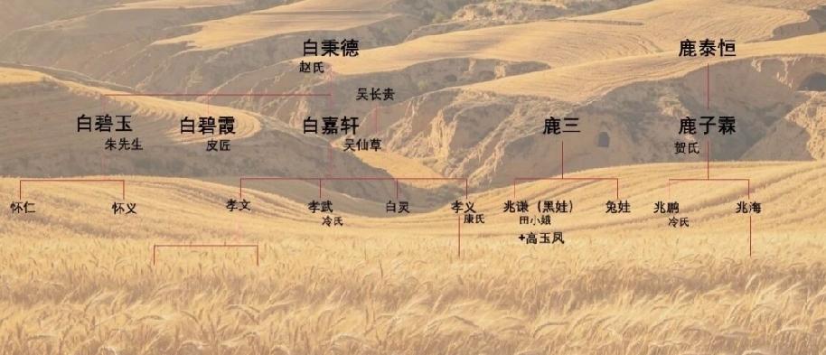 陈忠实《白鹿原》主要人物关系