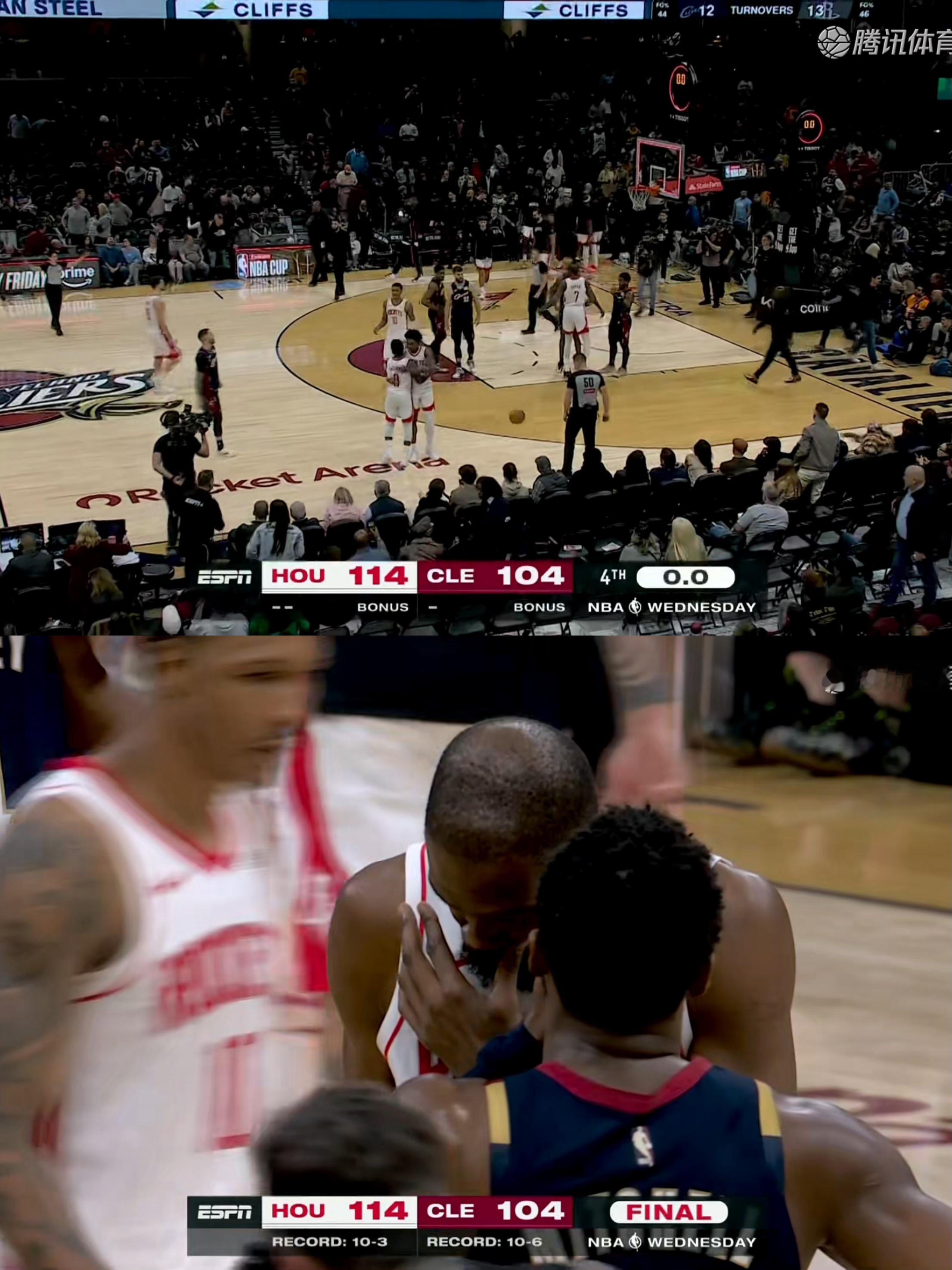 火箭114-104客场击败骑士，五连胜。申京28分11板7助攻、杜兰特20分3板