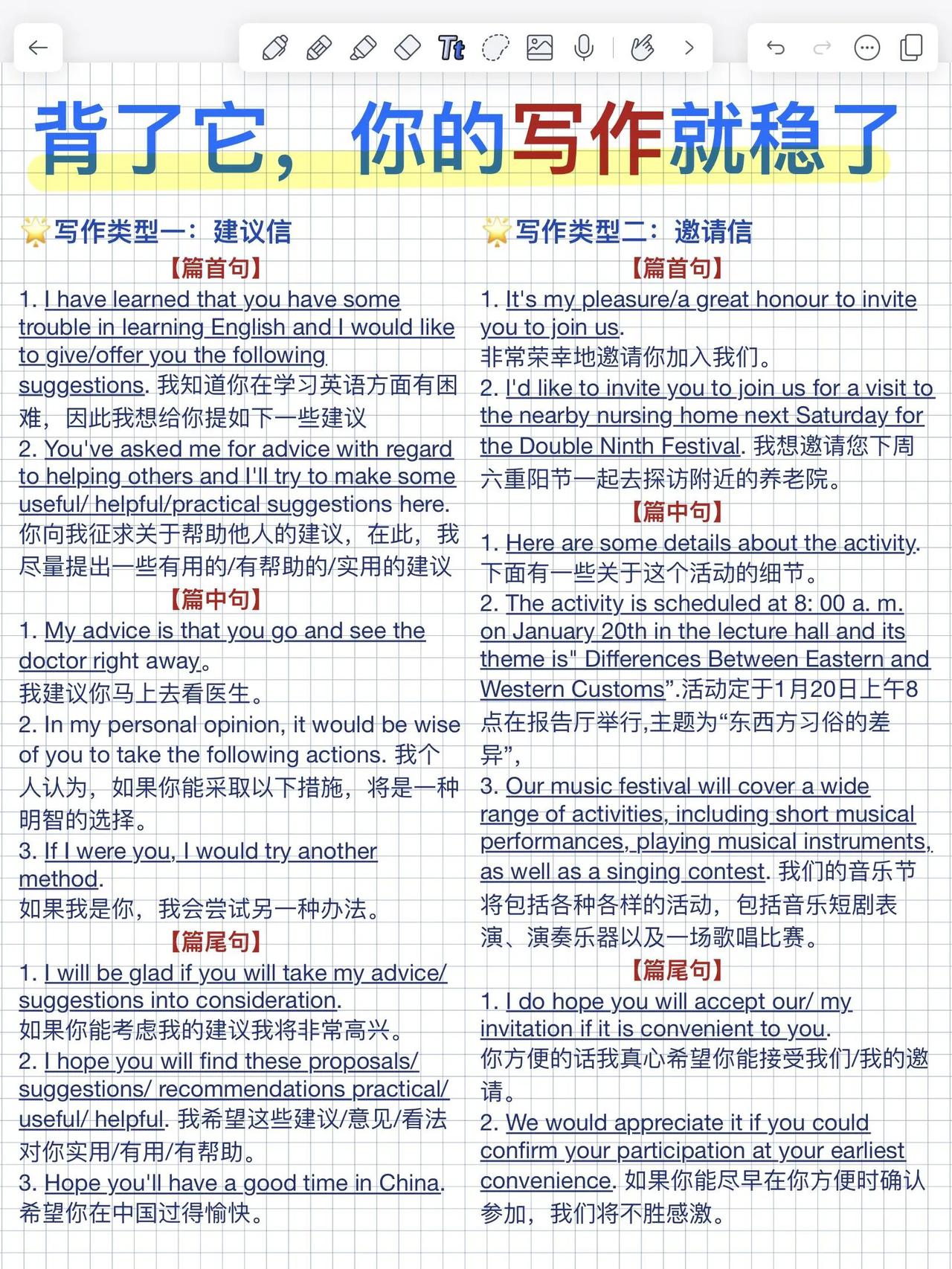 #孩子初中成绩一般还有机会逆袭吗?# 太卷了！背了这篇，英语写作直接拿高分！