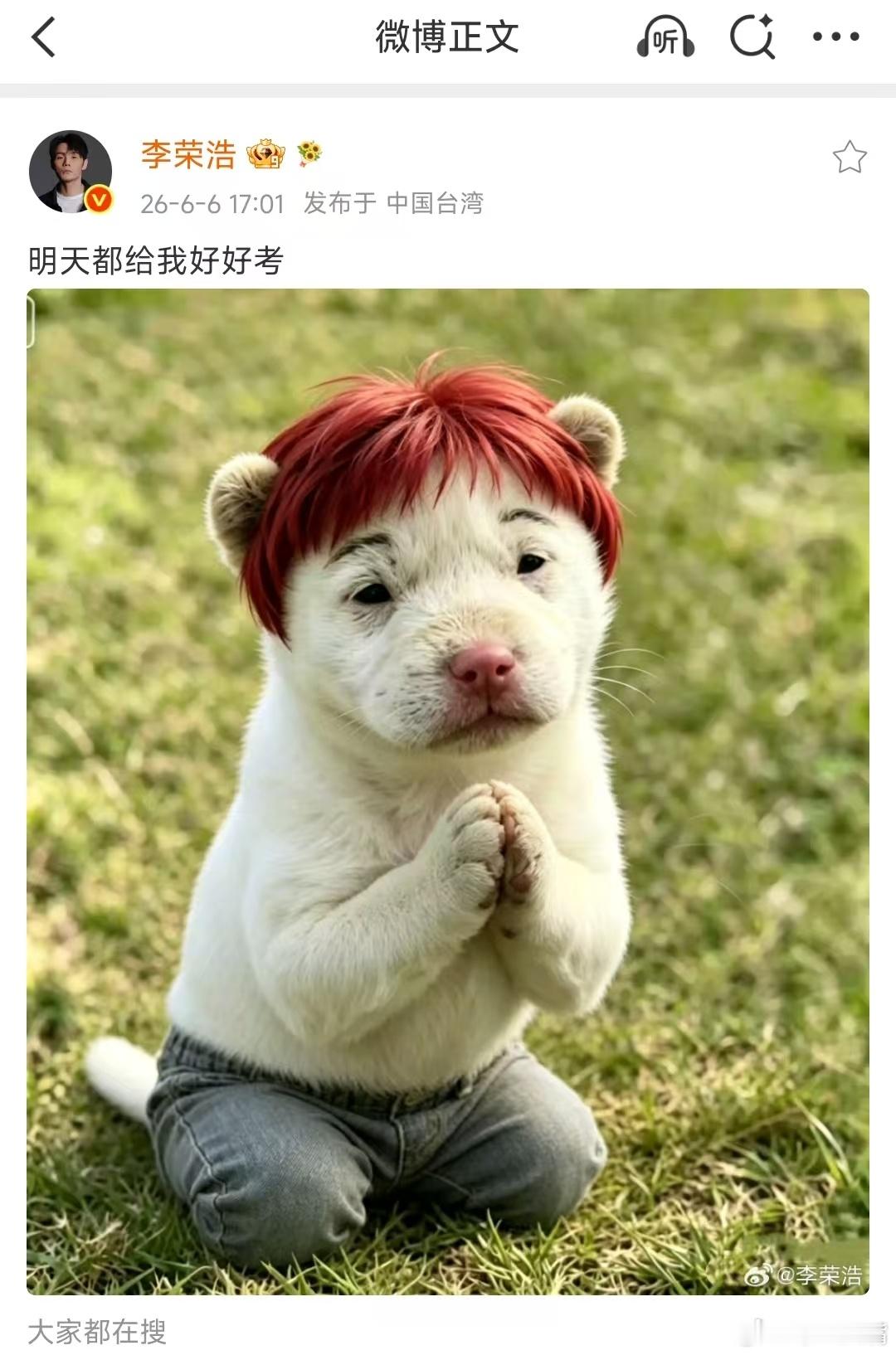 李荣浩今年跪求考生好好考李荣浩发表情包跪求考生好好考霸气语录遇上软萌下跪表情包，