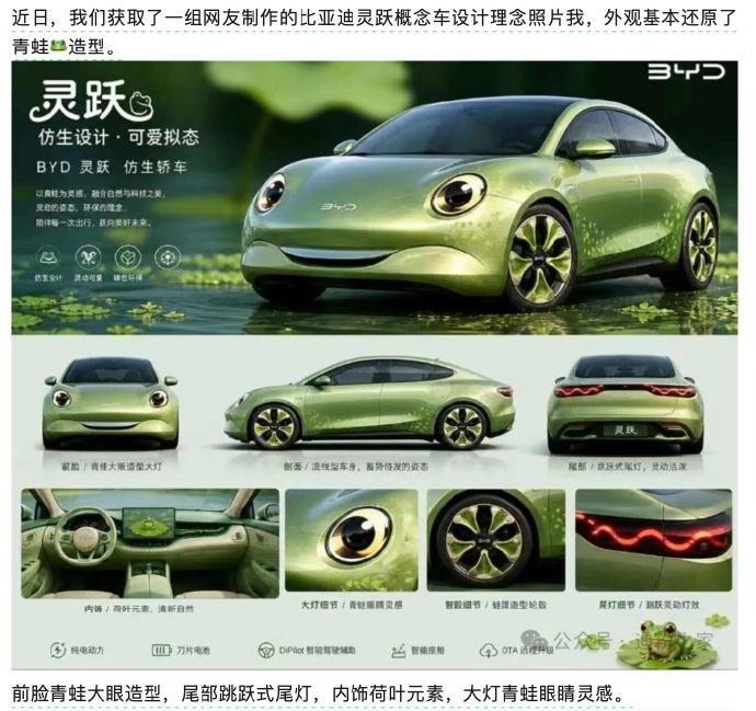 比亚迪灵跃点的概念图？外观还原了青蛙造型，定位A0级，你们说这好看吗？