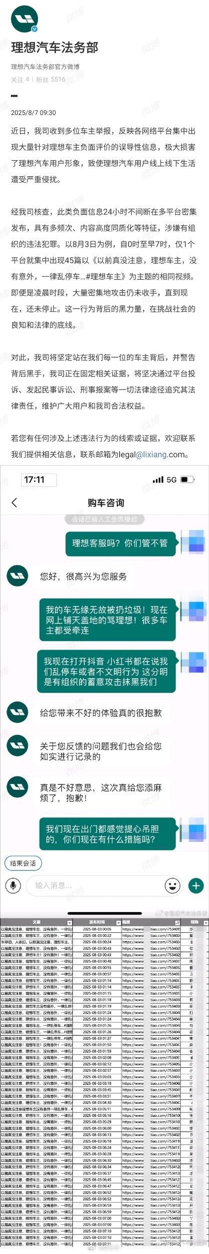 理想法务部正固定证据最近短视频平台有非常多针对理想的负面新闻，用个别乱停车的现象