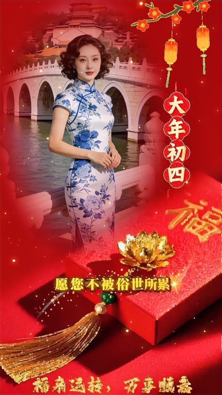 旧岁已展千重锦，
新年再进百尺竿，
今天大年初四，
愿岁岁常欢愉，年年皆胜意。